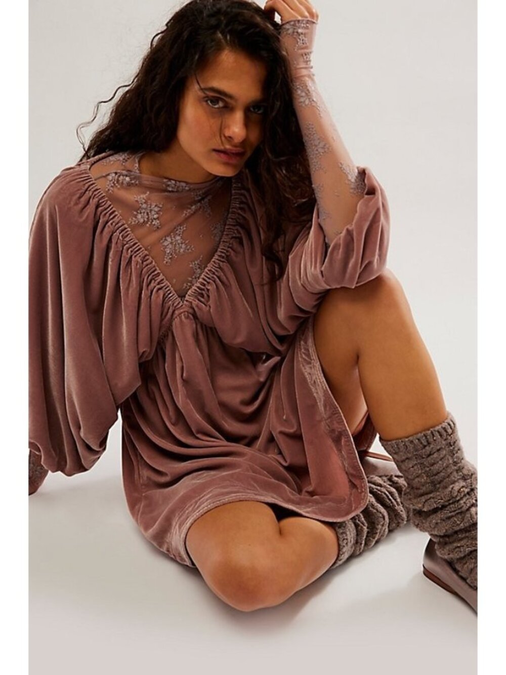 Free People Portia Velvet Mini Dress Winter Bloom Size M